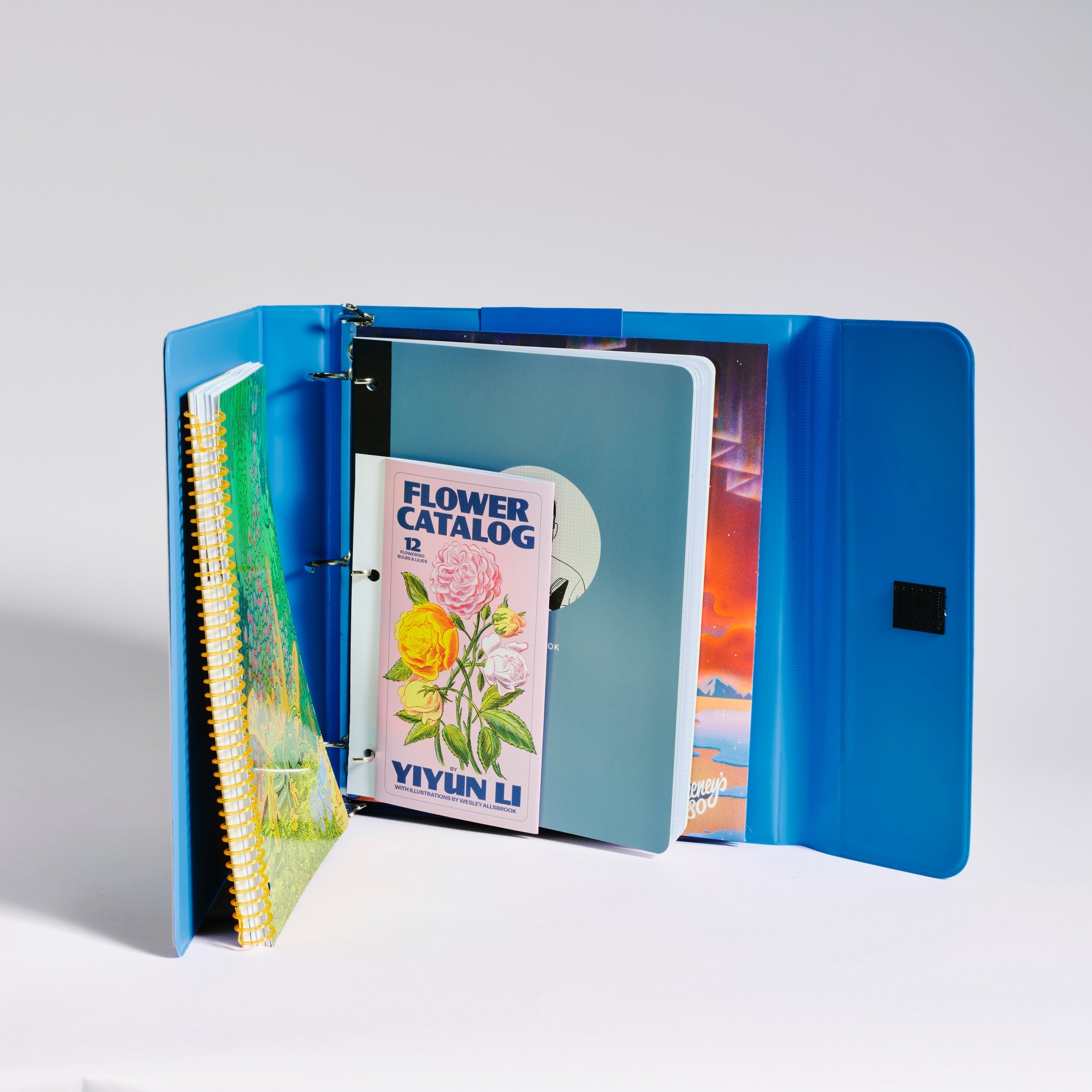 80s style binder interior with notebooks
